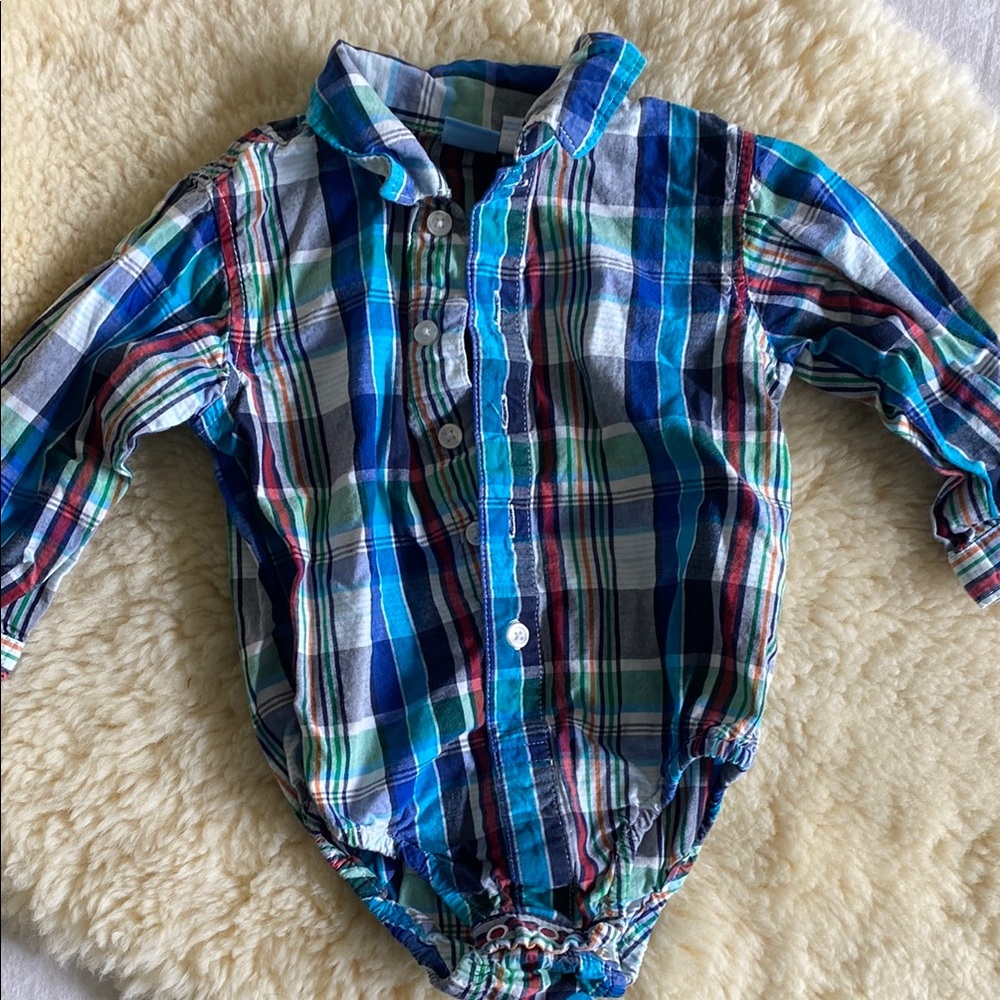 Plaid Long Sleeve Baby Onesie